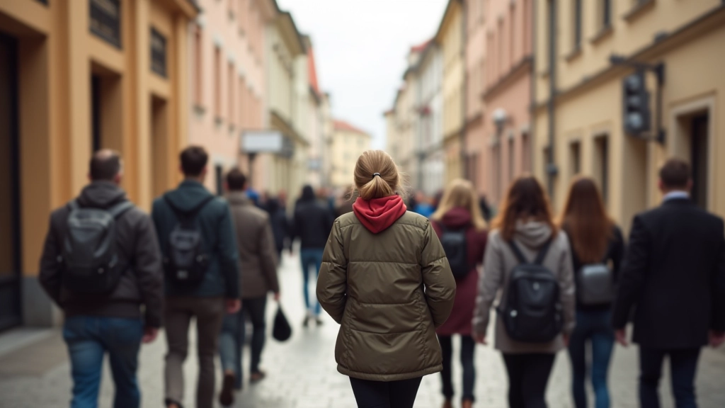 Grupė žmonių pasivaikščiojimui po Vilniaų senąjį miestą