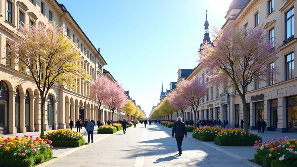 Gedimino prospektas Vilniuje, pėsčiųjų zona su suaugusiais žmonėmis, miesto architektūra